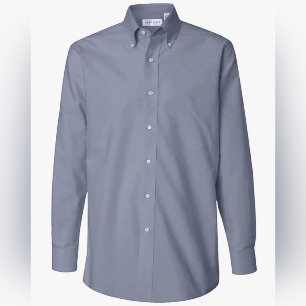 VAN HEUSEN MEN'S GREY WRINKLE FREE BUTTON DOWN SHIRT SIZE XXL NWT